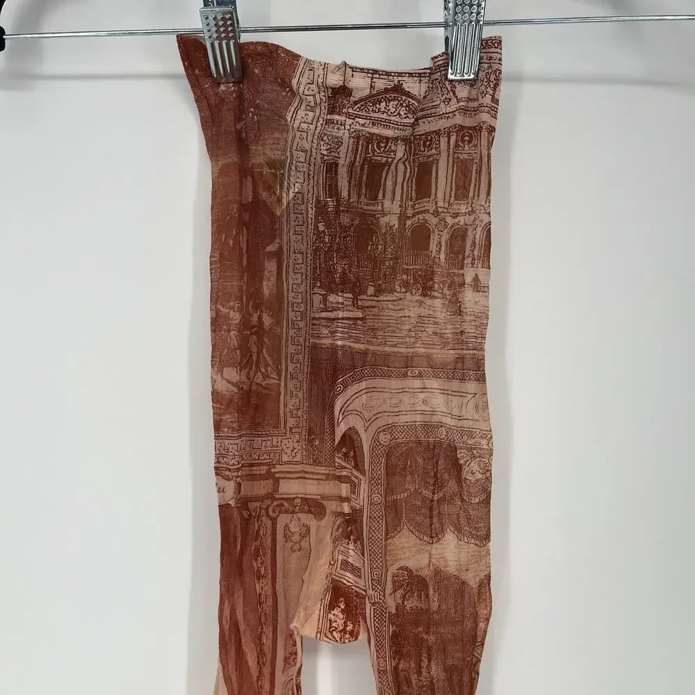 Acne Studios Trompe L'Oeil Architectural Print Tights XS Brown NWT - Picture 7 of 10